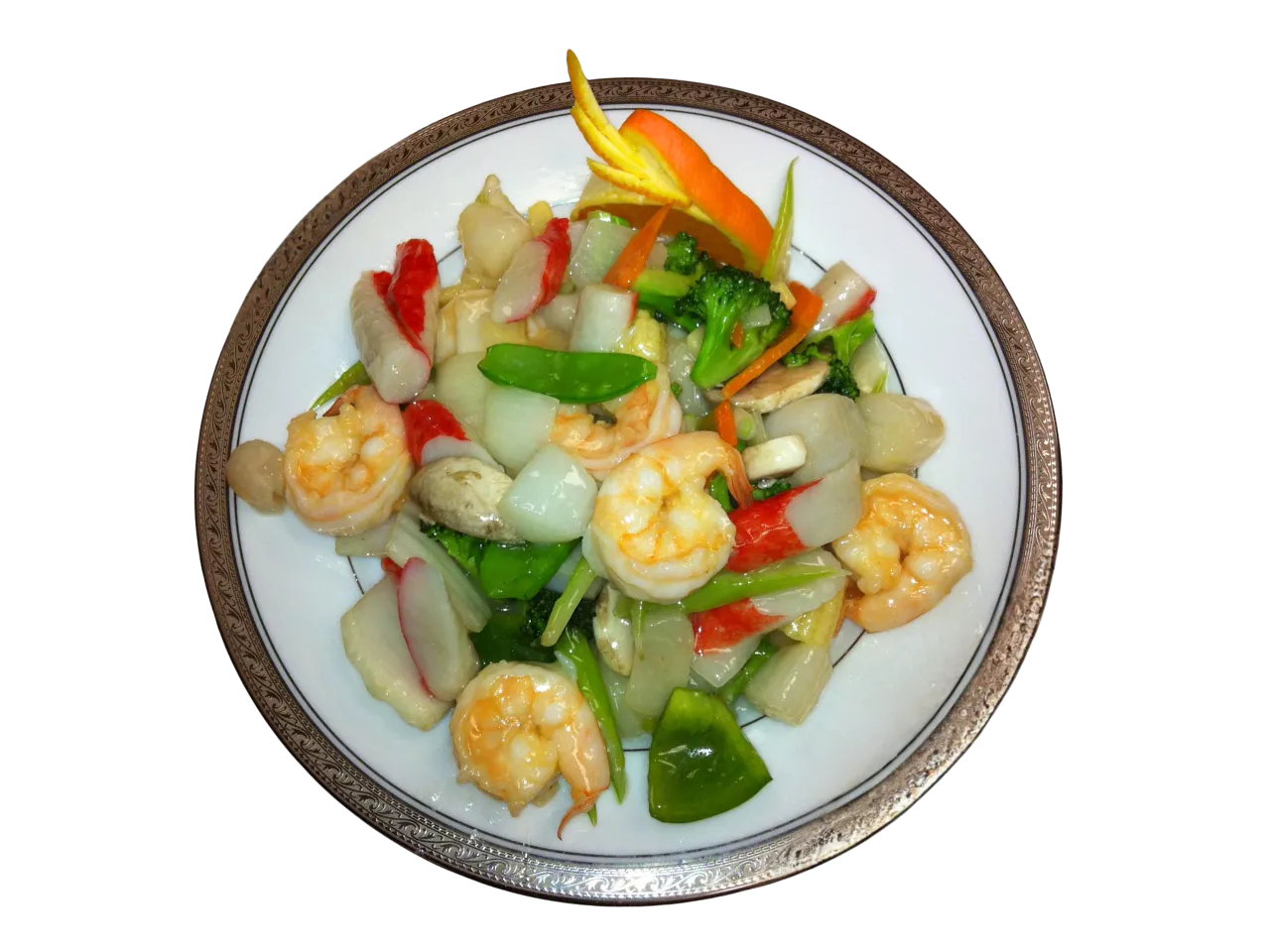 Seafood and vegetable stir fry at Chen's Kitchen, a Chinese Restaurant in McKinney